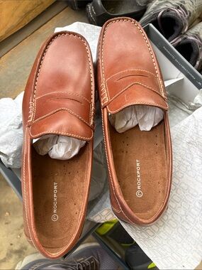 Rockport Men's Cognac Leather Penny Loafers